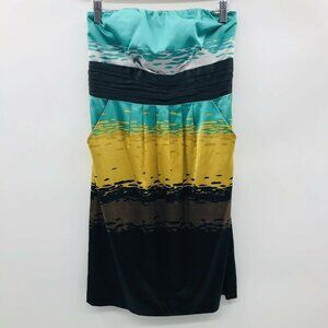 The Limited Printed Colorblock Strapless Dress 431